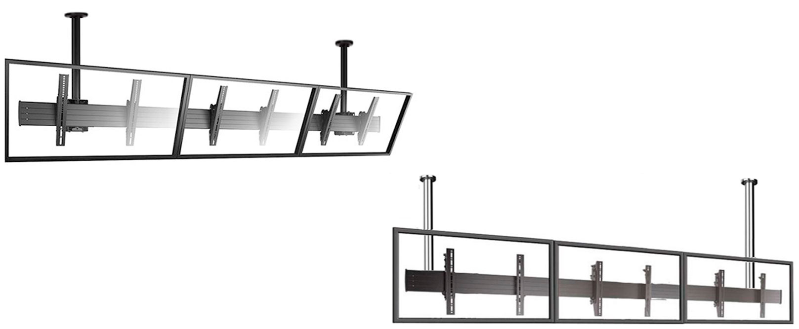 Soporte videowall de techo para el montaje de multiples pantallas de bisel pequeño Soporte videowall de techo para el montaje de multiples pantallas de bisel pequeño